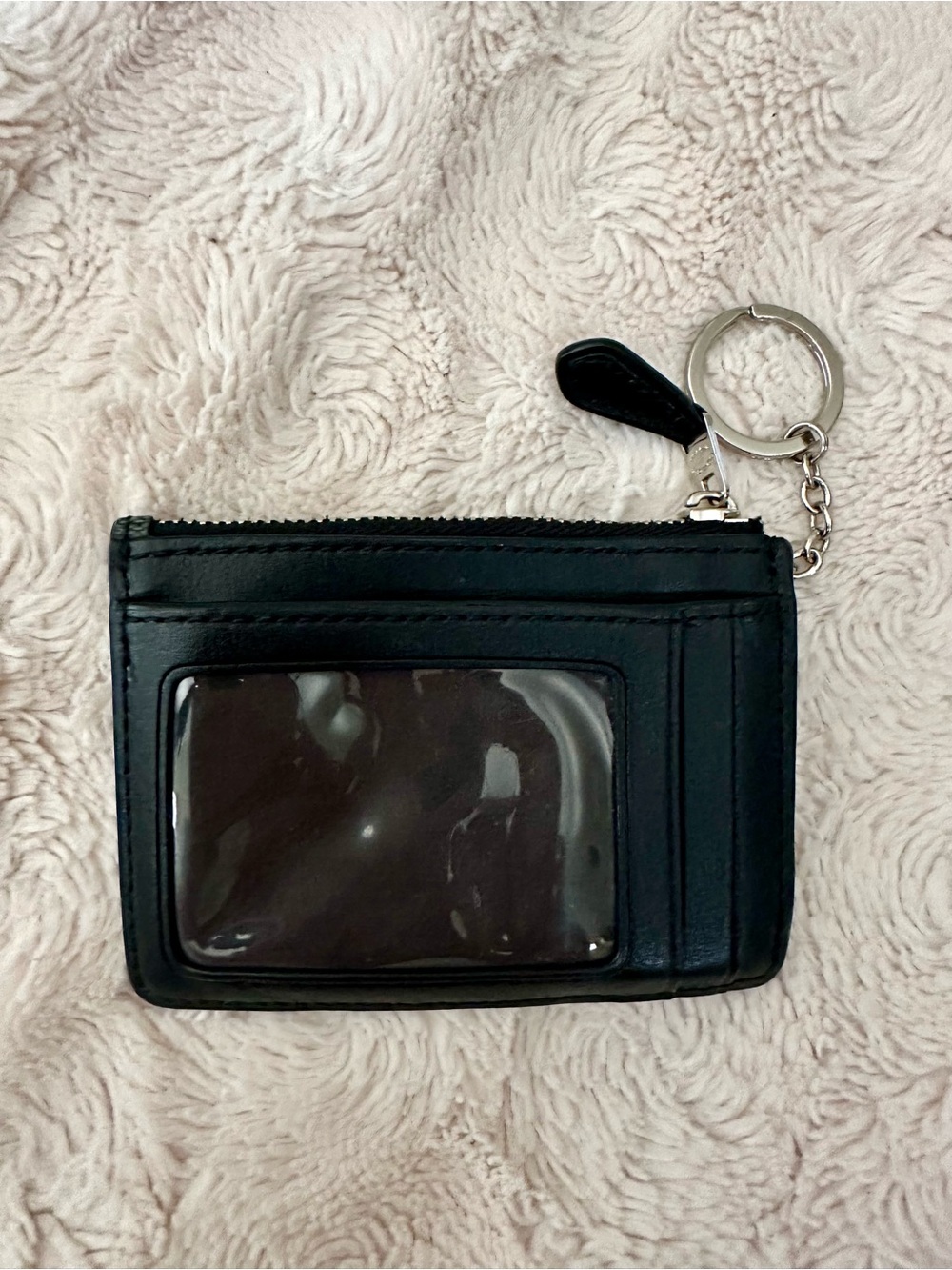 Coach Black Signature Zip Card Case with Keyring - Picture 2 of 2